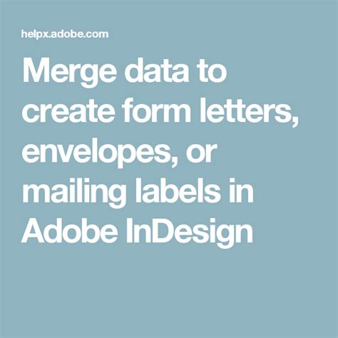 data merge indesign|Merge data to create form letters, envelopes, or mailing labels in.
